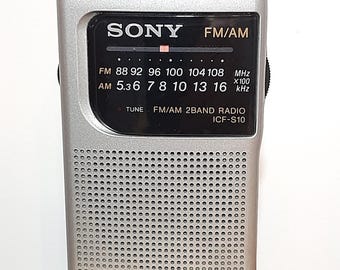 Sony ICF-S10 Portable Radio.  FM / MW.  Working Condition.  Compact travel radio.