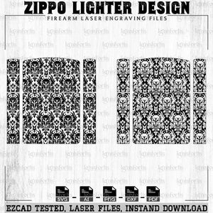 Custom Lighter skull pattern work laser engraving files, Laser engraving design, lighter vector svg dxf ai png, scroll engraving files.