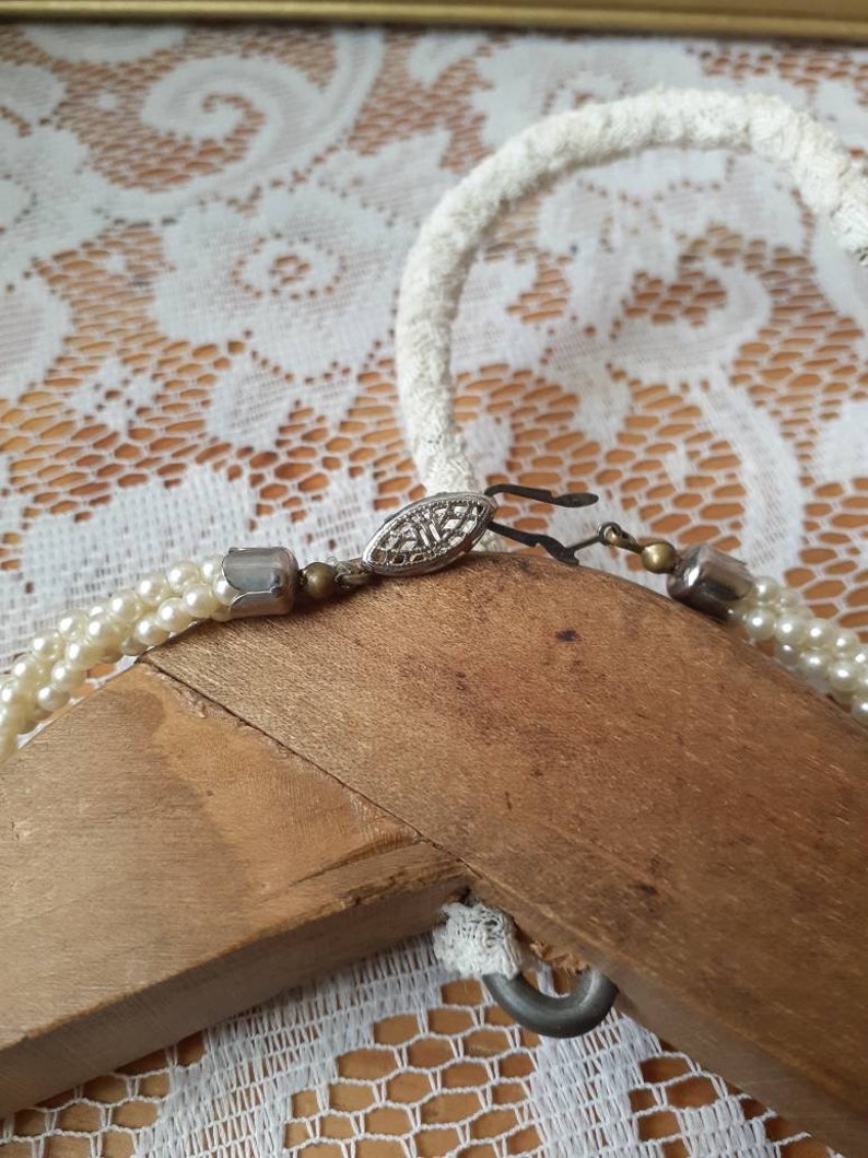 Elegant Vintage Necklace Vintage Faux Pearl Triple Stranded Twist 19 inch Necklace Faux Seed Pearl Necklace White necklace