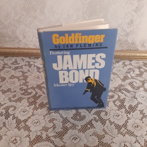 Vintage James Bond book, Goldfinger by Ian Fleming, 1959 Book Club edition hardcover, spy fiction classic