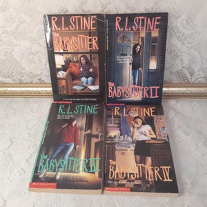 Vintage Horror Book Set, R.L. Stine The Babysitter Series 1–4, 1990s Scholastic Paperbacks, Teen Horror Collection