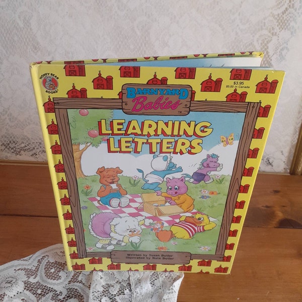 Barnyard Babies Learning Letters by Susan Butler, Illustrated by Nate Butler, Vintage 1989 Children's Alphabet Book (D)