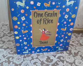 One Grain of Rice: A Mathematical Folktale by Demi Vintage 1997 Hardcover Children's Book