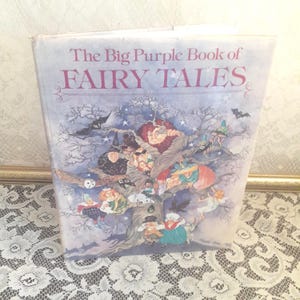 Vintage fairy tales, The Big Purple Book of Fairy Tales, 1984 hardcover, Caroline Sharpe illustrations, children’s classic