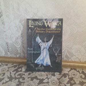 Vintage witchcraft book, Living Wicca by Scott Cunningham, 1990s paperback, solitary practitioner guide