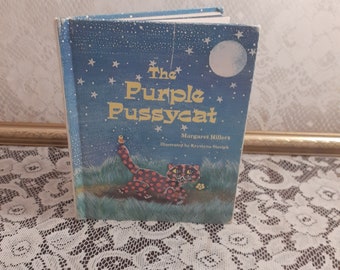 The Purple Pussycat by Margaret Hillert, Illustrated by Kyrstyna Stasiak, Vintage 1981 Hardcover Children's Ex Library Book
