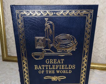 Leather-Bound Military History Book, Battlefields, 1987 Hardcover