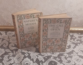 Pretty Floral Poetry Book Set, Nature's Moods and The Call of The Open, Compiled by Leonard Stowell, Vintage Books