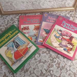 Vintage 1980s Happy Endings Children&#39;s Book Lot, First Day of School, Adventures in The Dark, Making New Friends, First Thunderstorm