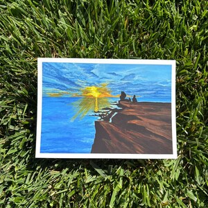 Cartes postales de voyage, peintures acryliques - Islande coucher de soleil