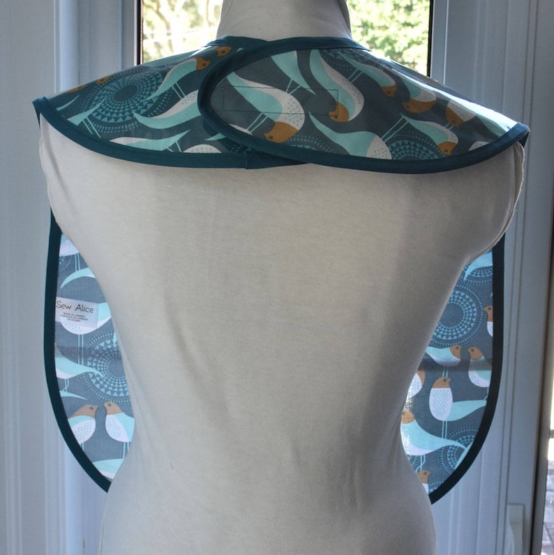 Blue Peacock Extra Large Adult Bib waterproof stain-proof vinyl covered extra-large bib with pocket machine washable