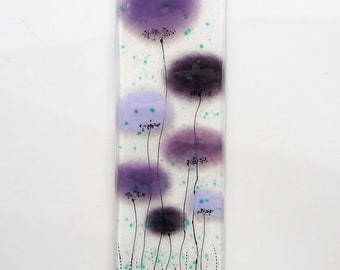 Fused Glass Flower Wall Art: Purple Poppy Panel, Handmade