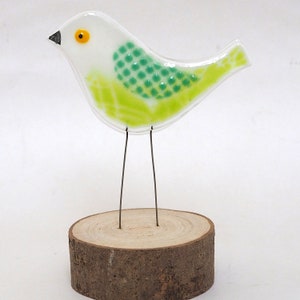 Glass Bird Standing Bird Decoration Fused Glass Bird Handmade Glass Bird EB 1317 Green bird