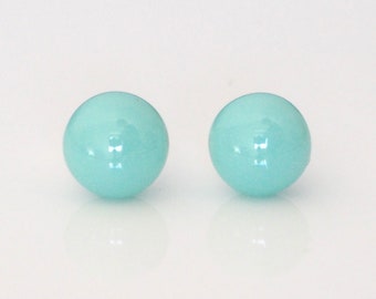 Blue Stud Earrings - Sky Blue Fused Glass Earrings - Earrings for Women - Dichroic Glass Studs - Stud Earrings - ES 623