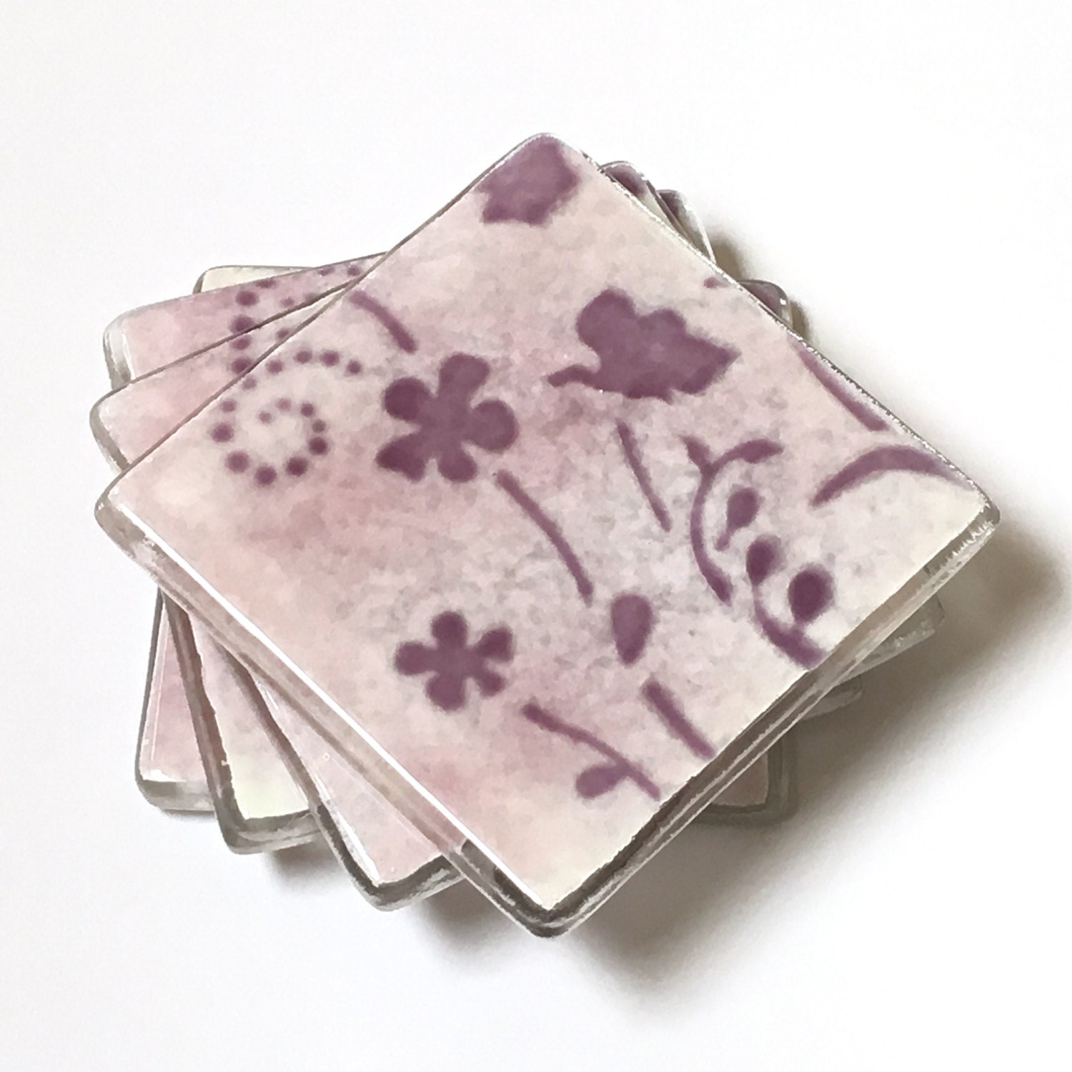 Fused Glass Coasters set of 4 Purple Glass Coasters Etsy