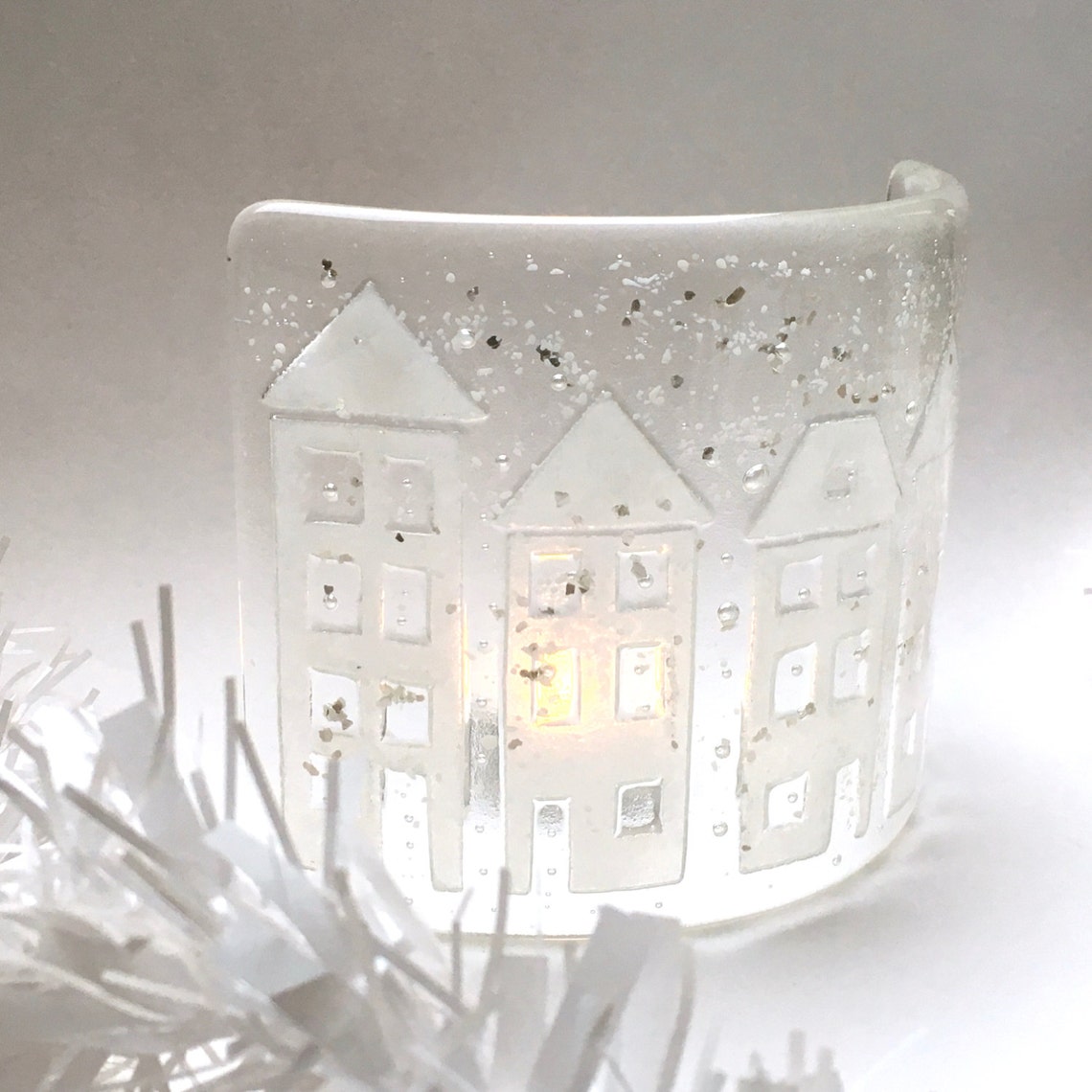 Fused Glass Candle Screen Curve Christmas Decoration Fused Etsy