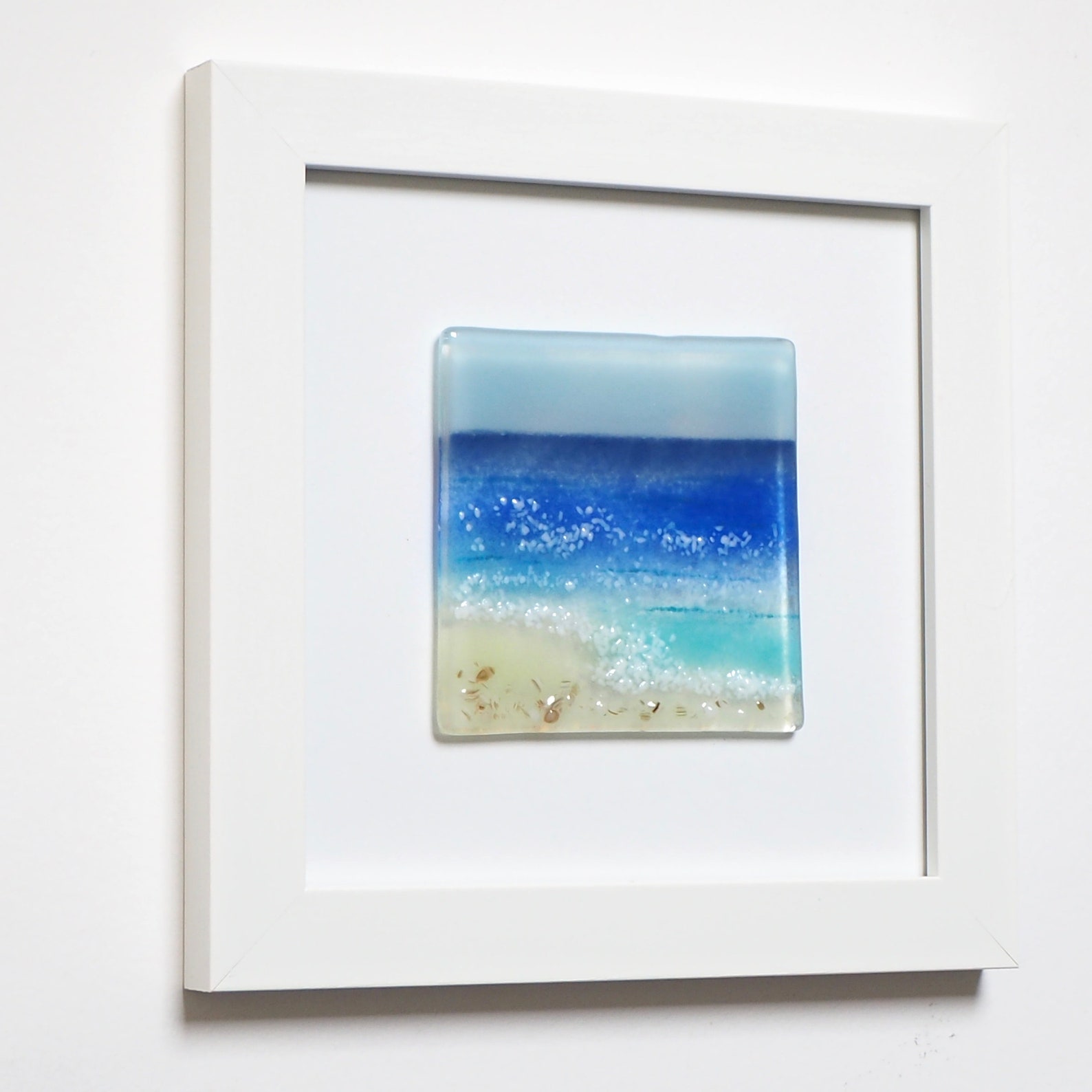 Seascape Fused Glass Wall Art Framed Framed Glass Art Etsy