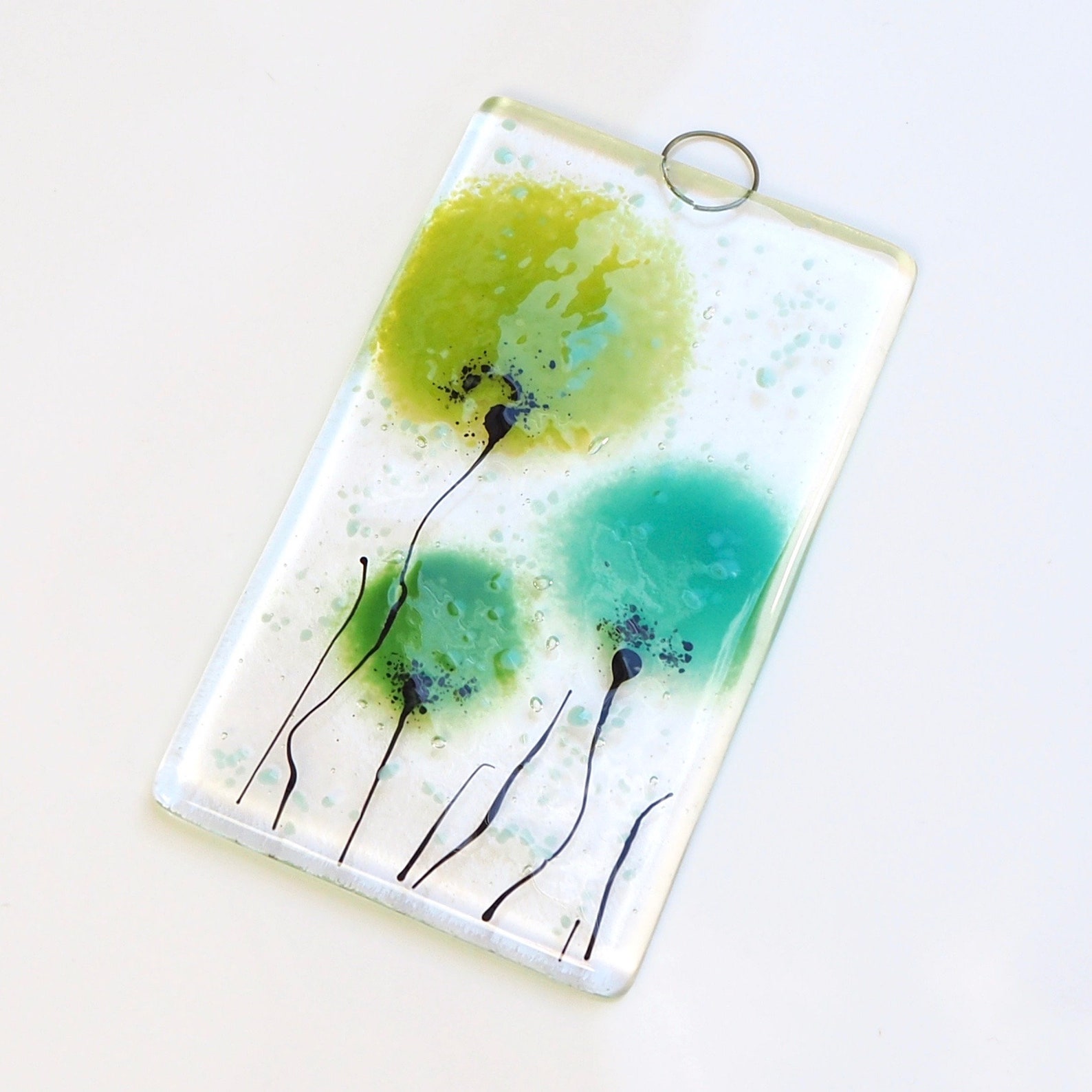 Fused Glass Wall Art Green Flower Glass Art Green Flowers Etsy