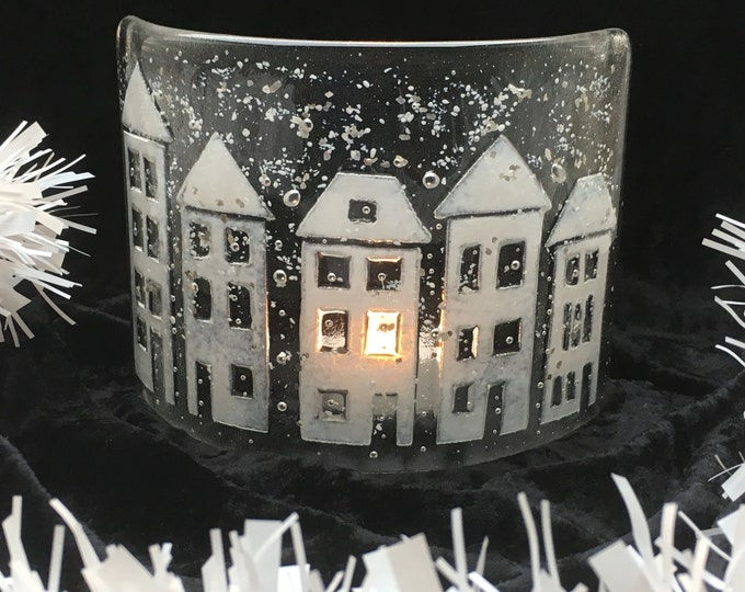 Fused Glass Candle Screen Curve Christmas Decoration Fused Etsy