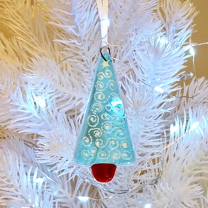 Glass Christmas Tree Decoration Little Glass Tree Decoration Fused Glass Tree Handmade Glass Tree Xmas Tree Decoration ED 1008 image 7