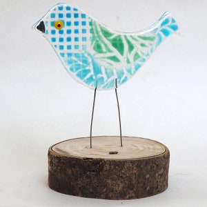 Glass Bird Standing Bird Decoration Fused Glass Bird Handmade Glass Bird EB 1317 Turquoise bird