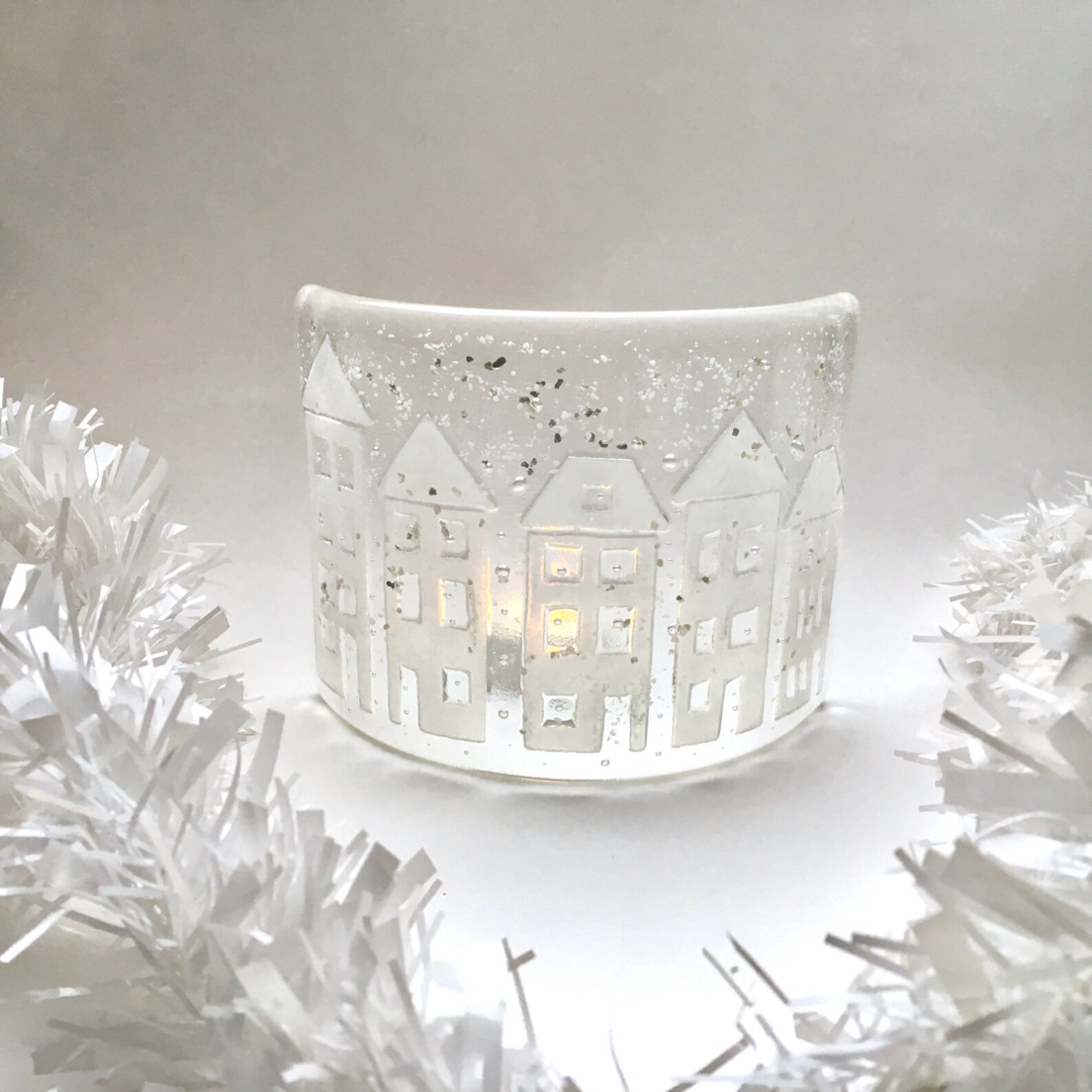 Fused Glass Candle Screen Curve Christmas Decoration Fused Etsy