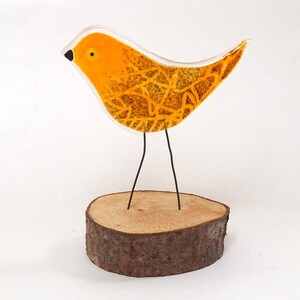 Glass Bird Standing Bird Decoration Fused Glass Bird Handmade Glass Bird EB 1317 Orange bird