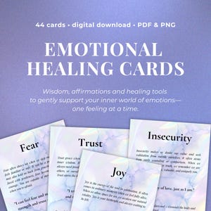 Cartes de guérison émotionnelle PDF imprimable | Sentiments Émotions Cartes d'affirmation | Outils d'autosoins | Guérison intérieure Douceur Clarté Soutien