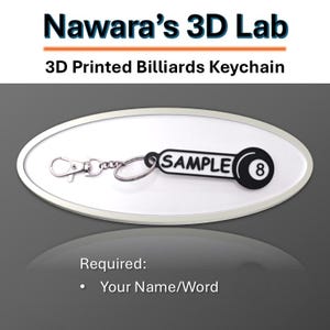 Personalized Billiards Keychain - 3D Printed