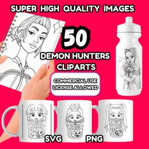 K-Pop Demon Hunters Clipart Bundle | Saja Girls PNG SVG (Commercial Use)