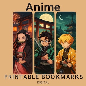 Demon slayer Anime Bookmarks: Manga Fan Art, Kawaii Stationery  shonen (Digital Download)