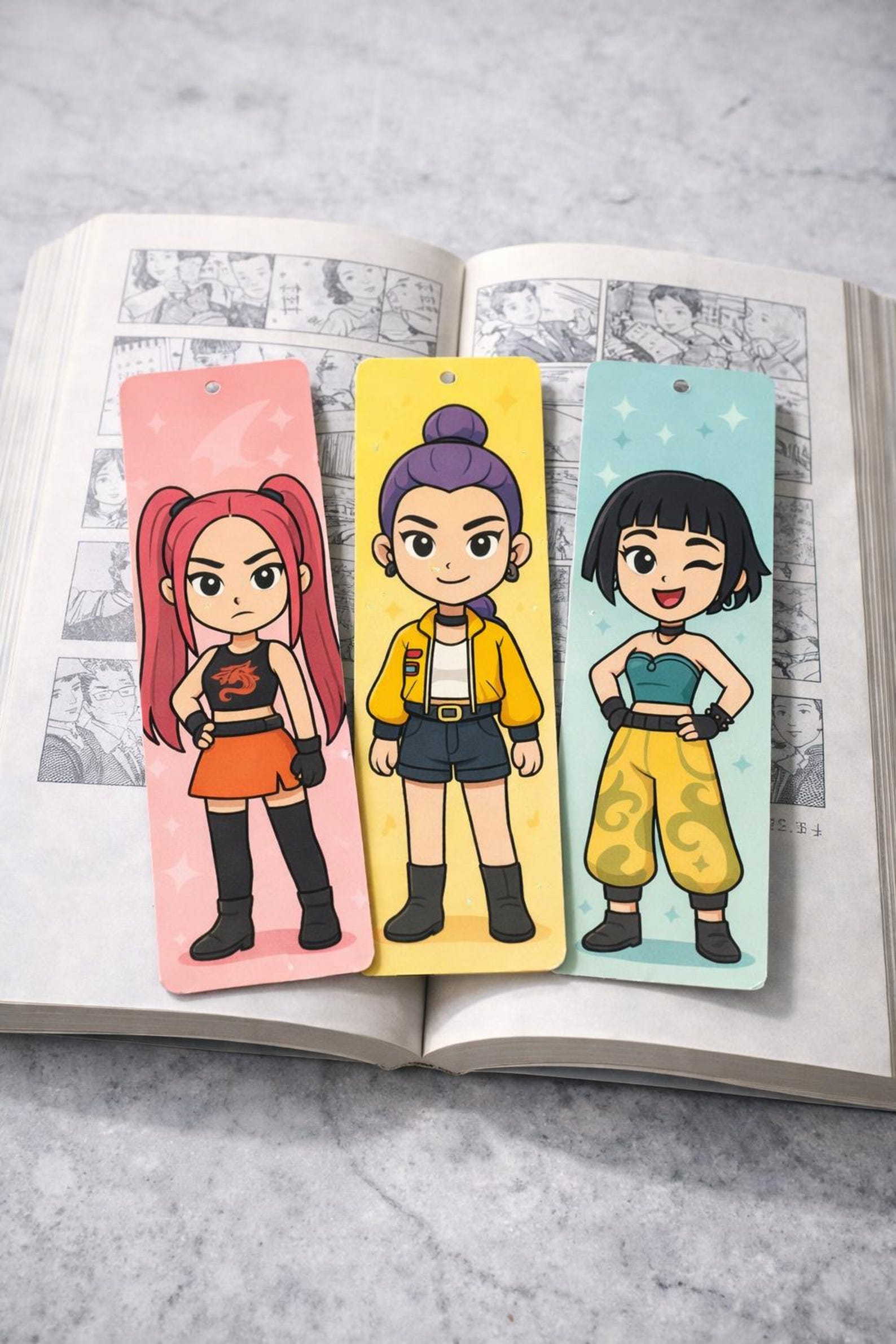Kpop Demon Hunter Bookmarks – Chibi Anime Girls Set (digital Download ...