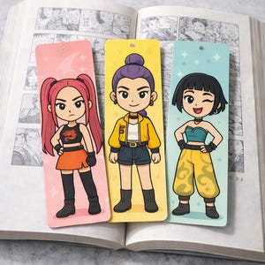 Kpop Demon Hunter Bookmarks – Chibi Anime Girls Set (Digital Download)