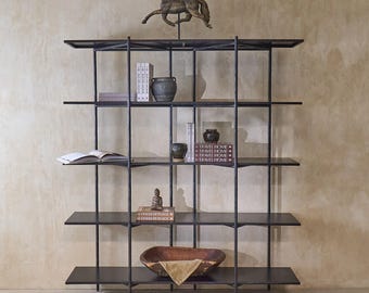 Monaco Forged Iron Bookshelf – Industrial Shelving – Sculptural Bookcase
