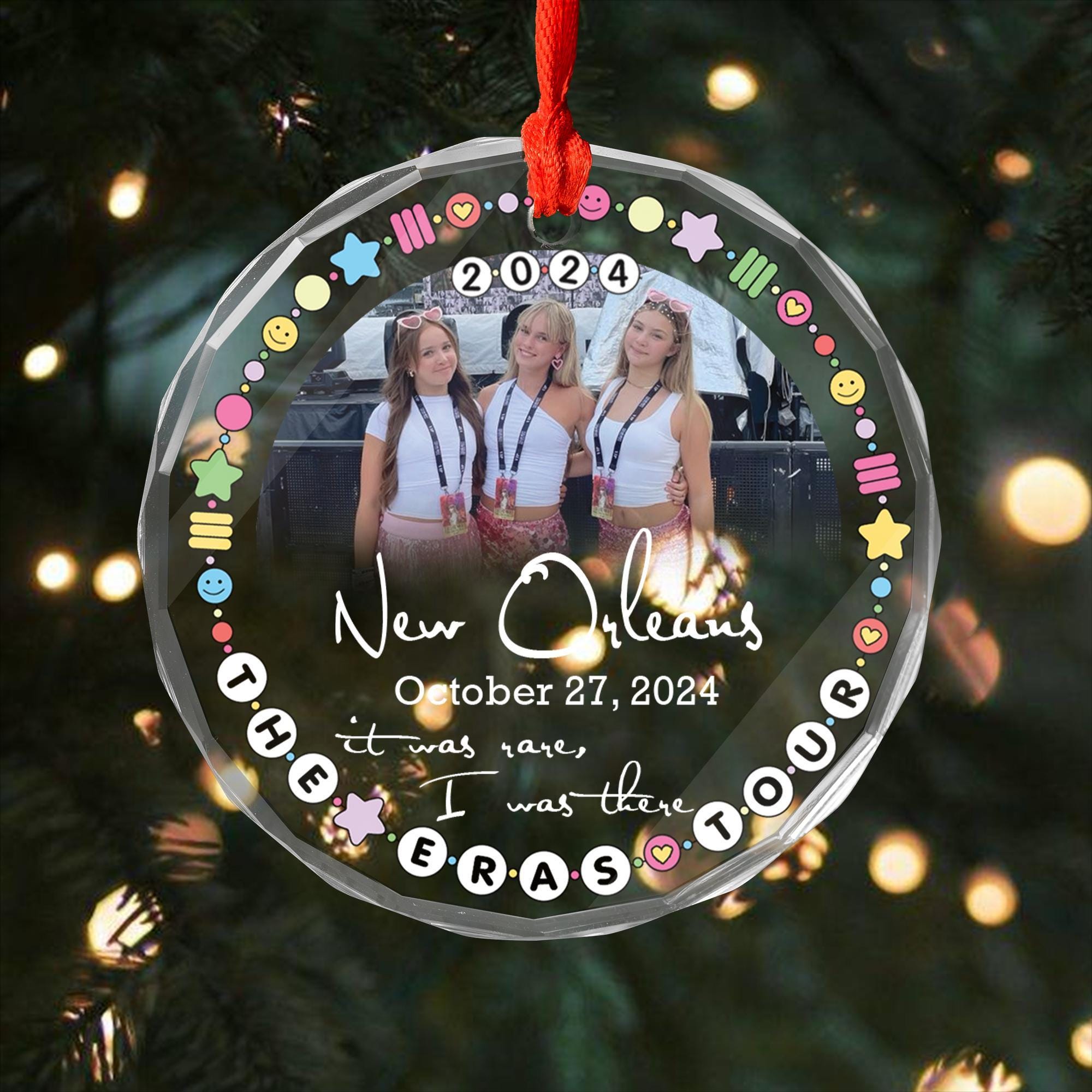 Personalized Photo Tour Ornament, Custom City Tour 2024 Ornament, Christmas Tour Ornament, Photo Your City Tour Ornament, Concert Ornament.