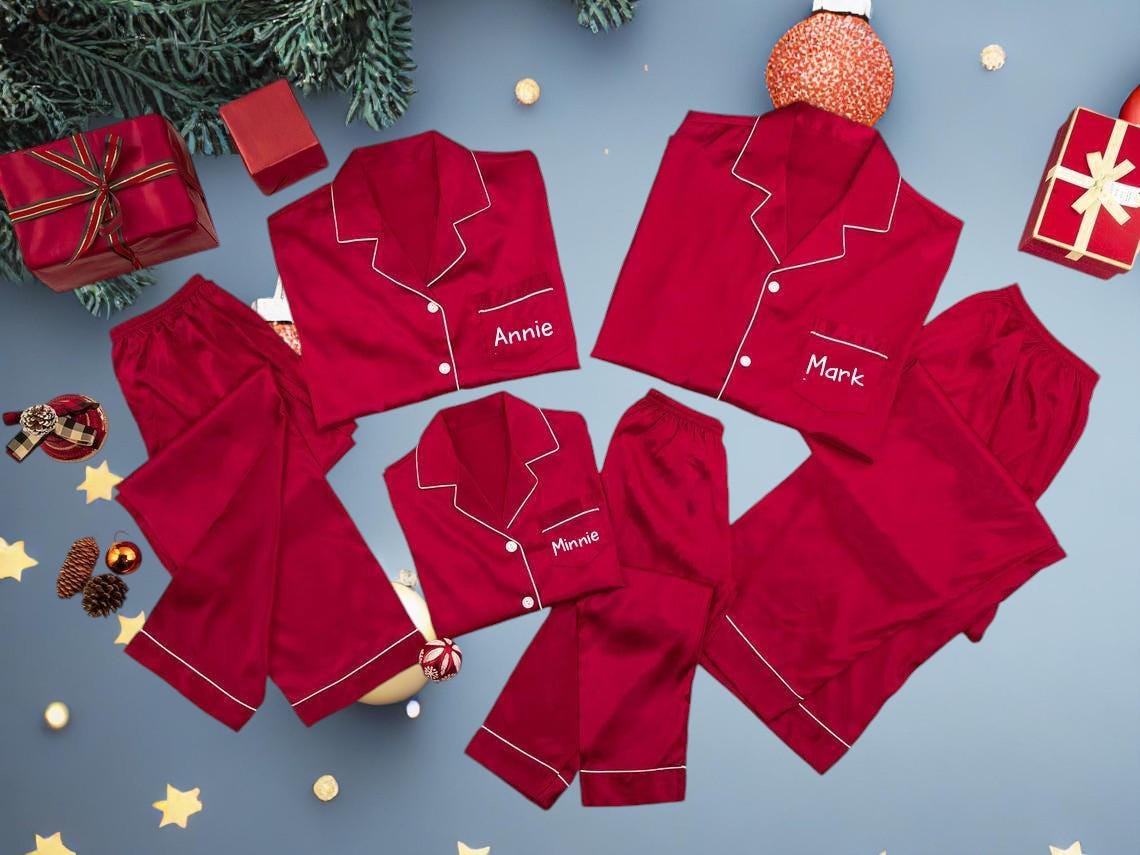 Red personalised pjs sale