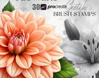 Flower Stamps for Procreate | Floral Brush Set | Botanical Art Stamps