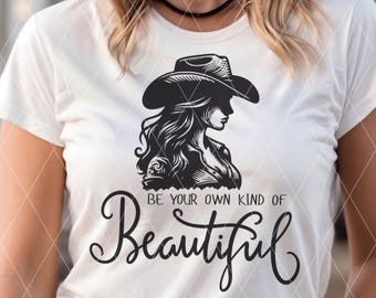 Vaquera occidental PNG, sé tu propio tipo de hermoso diseño de camiseta PNG, sublimación de chica de campo, estética de rodeo, descarga digital