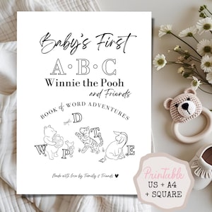 Libro delle prime parole di Winnie the Pooh ABC: Libro degli ospiti per attività da colorare per baby shower (download immediato)