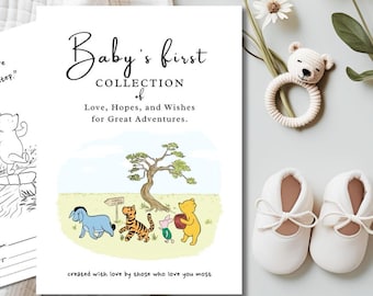 Winnie the Pooh Baby Shower Guest Book: Advise & Wishes Storybook Keepsake (US + A4 Instant Download)