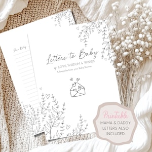 Gästbok med brev till babyshowern: Boho-minnesbok (US +A4 utskrivbar nedladdning)