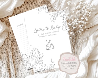 Letters to Baby Shower Guest Book: Boho Keepsake Memory Book (US +A4 Printable Download)