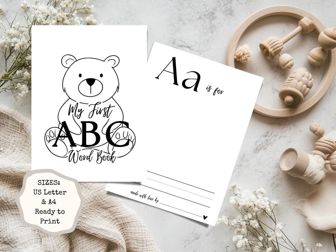 Baby Shower Blank ABC Book Printable Alphabet Guest Book Baby Keepsake Baby shower blank abc book printable alphabet guest book baby keepsake