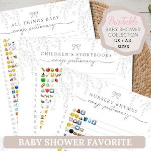 Baby Shower Emoji Game Bundle | Emoji Pictionary Baby Shower Game | Nursery Rhyme Emoji Game | Printable Baby Shower Games | A4 & US Letter