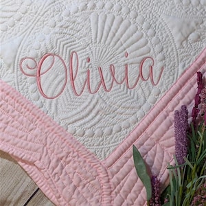 Embroidered Name Blanket | Custom Baby Name Blanket | Personalized Vintage Baby Blanket | Personalized Name Blanket | Cotton Newborn Blanket