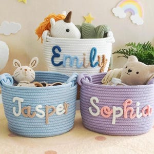 Personalisierter Babykorb | Seil-kundenspezifischer Name Korb | Personalisiertes Kind Name Korb | Baby Utensilo Korb | Neugeborenen Geschenk