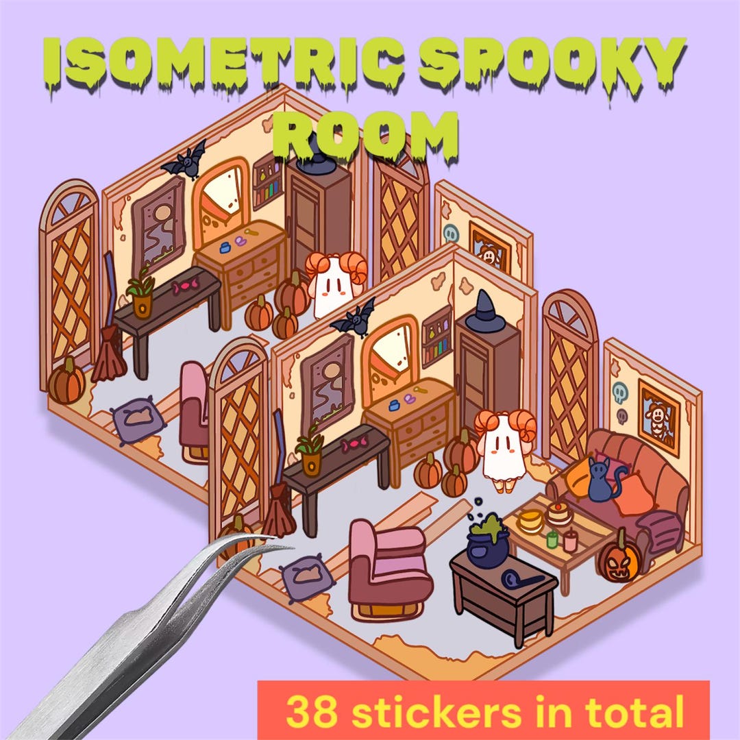 Hoonar Room Sticker Isometric Spooky Room Stickers: 3D Halloween Home Decor - Etsy