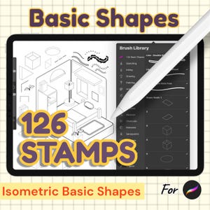 126 Isometric Basic Shapes Scene Brushes for Procreate, Shop Interior Design for Procreate | Isometric House 3D Interior Procreate Stamps