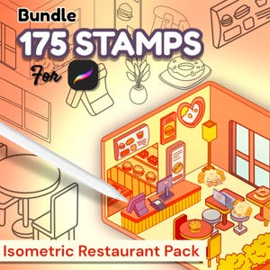 175 Restaurant Stamps: Isometric Interior Design Brush Set for Procreate (Digital Download)