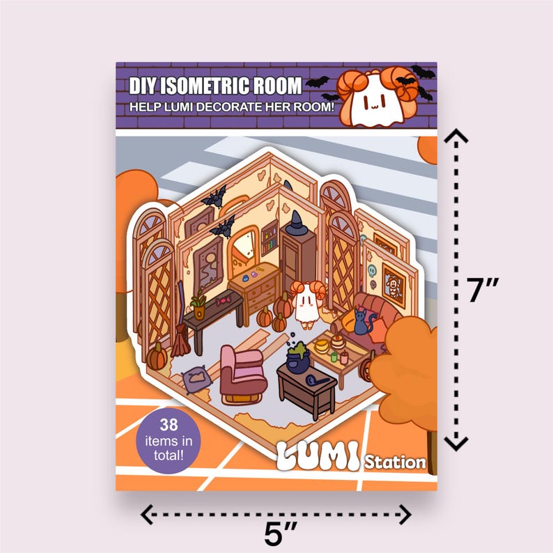 Isometric Spooky Room Stickers: 3D Halloween Home Decor - Etsy
